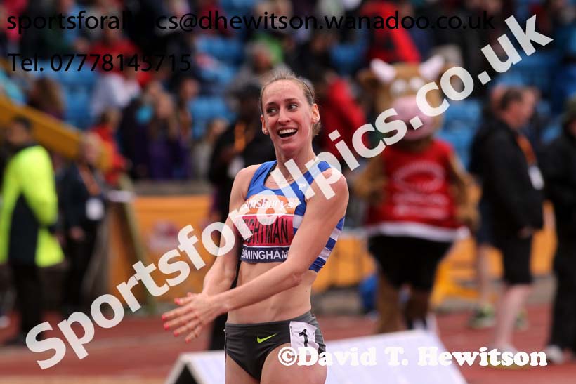 Laura Weightman (Morpeth) after winning the 1500 metres, 2014 Sainsbury's British Championships. Photo: David T. Hewitson/Sports for All Pics
